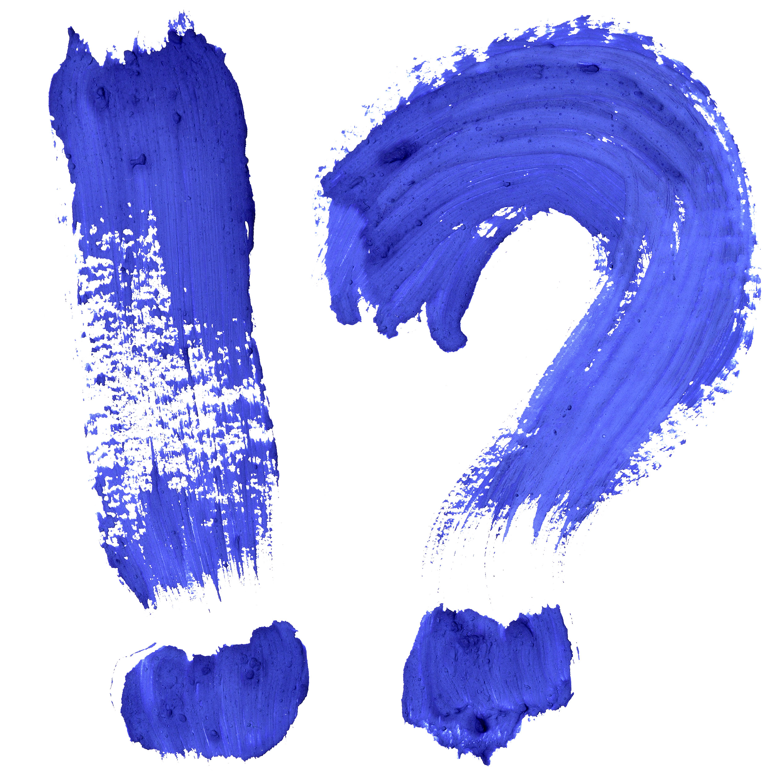 pixelPUNK Webdesign - Blaues Ausrufezeichen und Fragezeichen erstellt mit einem Pinsel