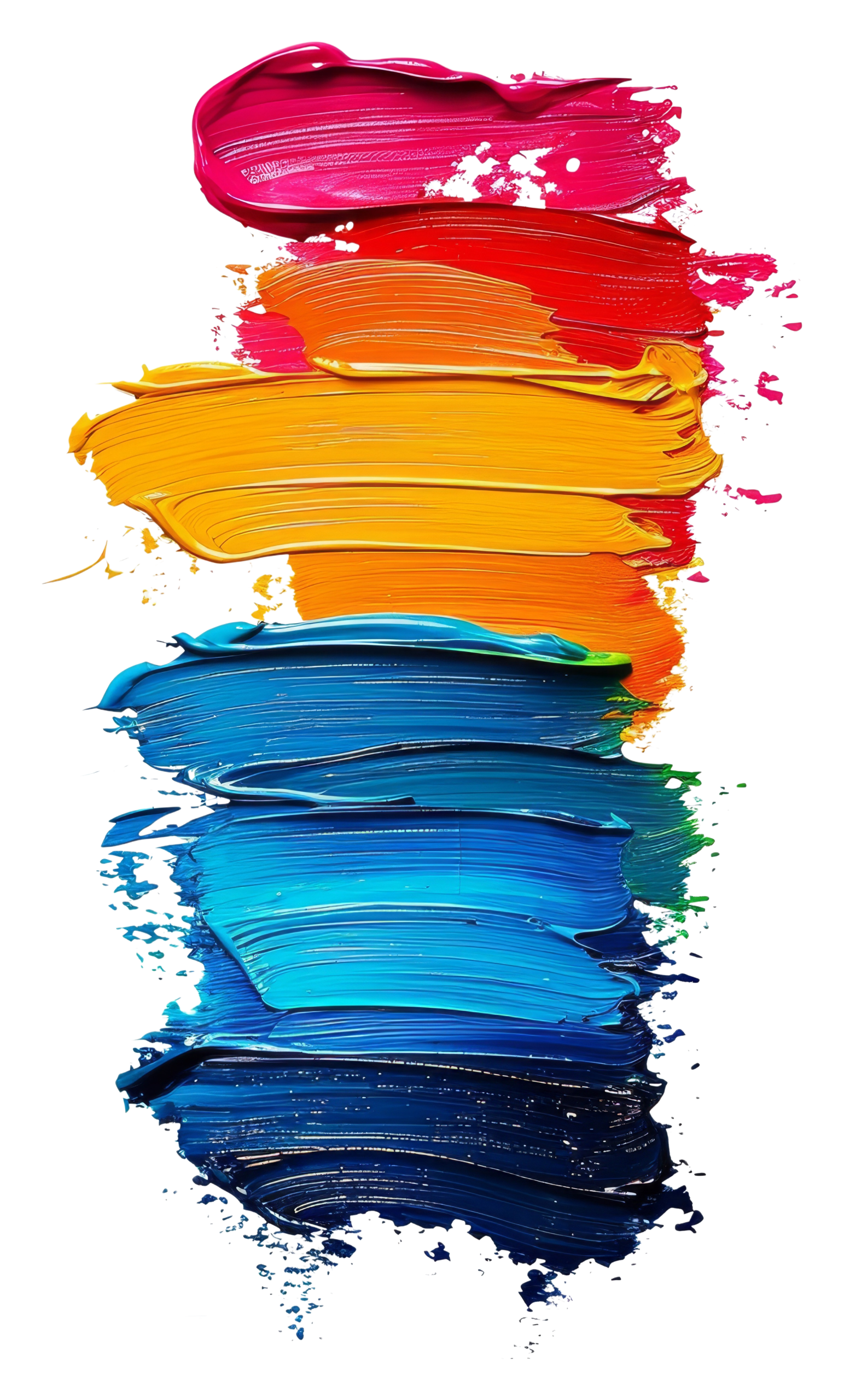 pixelPUNK Webdesign - Viele bunte Pinselstriche mit verschiedenen Farben in Rot, Orange, Gelb, Hellblau und Dunkelblau